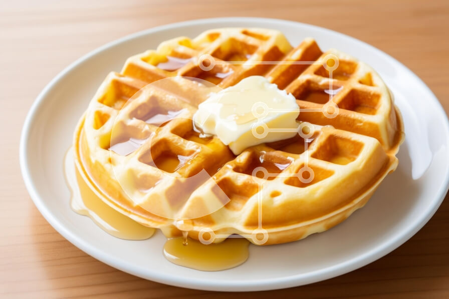 Σετ των 2 Intra Συλλεκτικό Ξύλινο Παζλ Plywood  4mm - Χρυσή βάφλα με βούτυρο και σιρόπι Σε Ξύλινο Κουτί - Διαστάσεις: 10x10 cm – 25 κομμάτια