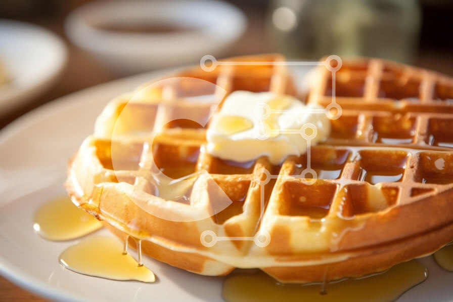 Σετ των 2 Intra Συλλεκτικό Ξύλινο Παζλ Plywood  4mm - Λαχταριστή βάφλα με βούτυρο και σιρόπι Σε Ξύλινο Κουτί - Διαστάσεις: 10x10 cm – 25 κομμάτια