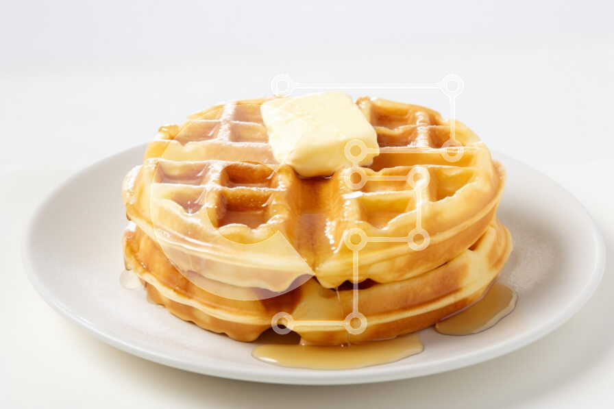 Σετ των 2 Intra Συλλεκτικό Ξύλινο Παζλ Plywood  4mm - Λαχταριστές βάφλες με βούτυρο και σιρόπι Σε Ξύλινο Κουτί - Διαστάσεις: 10x10 cm – 25 κομμάτια