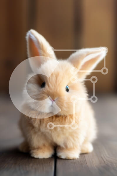 Σετ των 2 Intra Συλλεκτικό Ξύλινο Παζλ Plywood  4mm - Αφράτο πορτοκαλί κουνέλι σε ξύλινη επιφάνεια Σε Ξύλινο Κουτί - Διαστάσεις: 10x10 cm – 25 κομμάτια