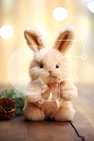 Intra Συλλεκτικό Ξύλινο Παζλ Plywood  4mm - Λούτρινο παιχνίδι λαγουδάκι με κορδέλα Σε Ξύλινο Κουτί - Διαστάσεις: 10x10 cm – 25 κομμάτια