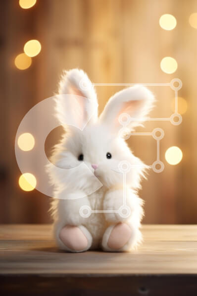 Intra Συλλεκτικό Ξύλινο Παζλ Plywood  4mm - Χαριτωμένο βελούδινο παιχνίδι λαγουδάκι με μαλακά φώτα φόντου Σε Ξύλινο Κουτί - Διαστάσεις: 10x10 cm – 25 κομμάτια