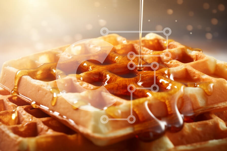 Σετ των 2 Intra Συλλεκτικό Ξύλινο Παζλ Plywood  4mm - Στοίβα βάφλες περιχυμένες με σιρόπι Σε Ξύλινο Κουτί - Διαστάσεις: 10x10 cm – 25 κομμάτια