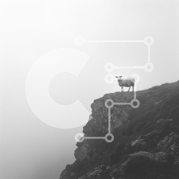 Intra Συλλεκτικό Ξύλινο Παζλ Plywood  4mm - Πρόβατα σε έναν βραχώδη βράχο στην ομίχλη Σε Ξύλινο Κουτί - Διαστάσεις: 10x10 cm – 25 κομμάτια