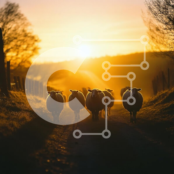 Intra Συλλεκτικό Ξύλινο Παζλ Plywood  4mm - Πρόβατα που περπατούν στο ηλιοβασίλεμα Σε Ξύλινο Κουτί - Διαστάσεις: 10x10 cm – 25 κομμάτια