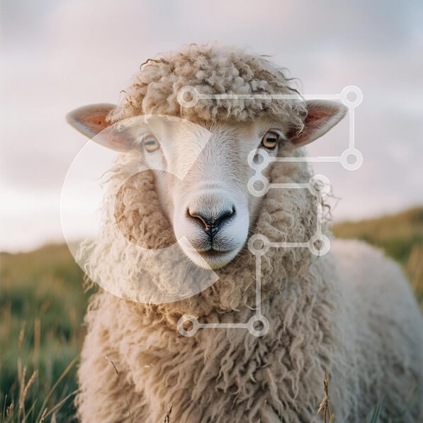 Intra Συλλεκτικό Ξύλινο Παζλ Plywood  4mm - Κοντινό πλάνο ενός προβάτου σε ένα χορταριασμένο χωράφι Σε Ξύλινο Κουτί - Διαστάσεις: 10x10 cm – 25 κομμάτια