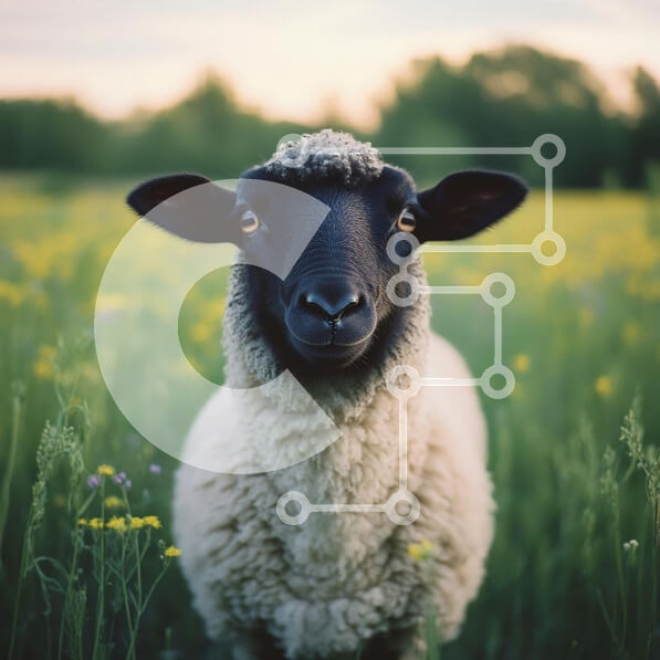 Intra Συλλεκτικό Ξύλινο Παζλ Plywood  4mm - Πρόβατα σε ένα ανθισμένο λιβάδι Σε Ξύλινο Κουτί - Διαστάσεις: 10x10 cm – 25 κομμάτια