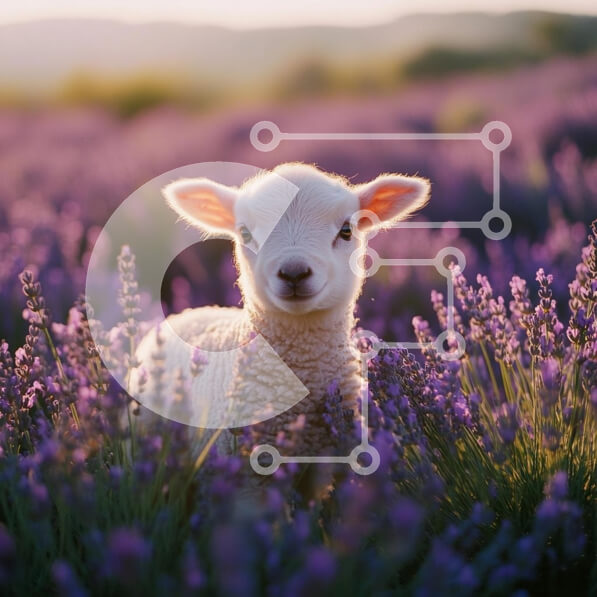 Intra Συλλεκτικό Ξύλινο Παζλ Plywood  4mm - Αρνί σε χωράφι λεβάντας Σε Ξύλινο Κουτί - Διαστάσεις: 10x10 cm – 25 κομμάτια