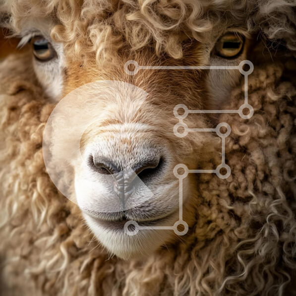 Intra Συλλεκτικό Ξύλινο Παζλ Plywood  4mm - Κοντινό πλάνο ενός σγουρού μάλλινου προβάτου Σε Ξύλινο Κουτί - Διαστάσεις: 10x10 cm – 25 κομμάτια