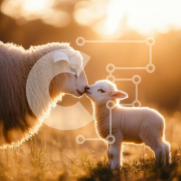 Intra Συλλεκτικό Ξύλινο Παζλ Plywood  4mm - Μητέρα πρόβατα και αρνί στο ηλιόλουστο χωράφι Σε Ξύλινο Κουτί - Διαστάσεις: 10x10 cm – 25 κομμάτια