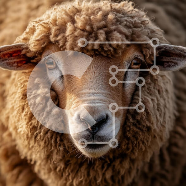 Intra Συλλεκτικό Ξύλινο Παζλ Plywood  4mm - Κοντινό πλάνο ενός προβάτου με αφράτο μαλλί Σε Ξύλινο Κουτί - Διαστάσεις: 10x10 cm – 25 κομμάτια