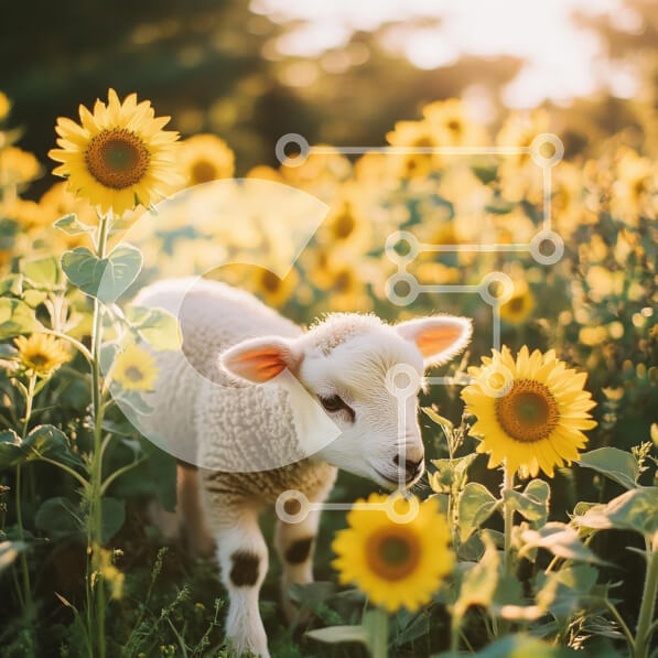 Intra Συλλεκτικό Ξύλινο Παζλ Plywood  4mm - Αρνί σε χωράφι ηλίανθου Σε Ξύλινο Κουτί - Διαστάσεις: 10x10 cm – 25 κομμάτια