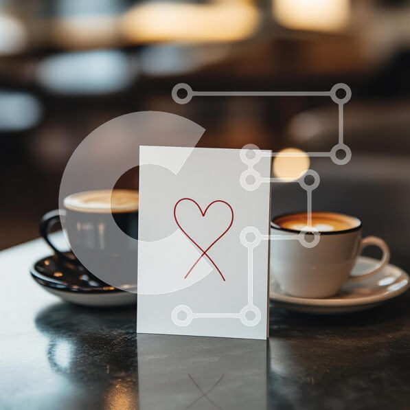 Σετ των 2 Intra Συλλεκτικό Ξύλινο Παζλ Plywood  4mm - Κάρτα για καφέ και αγάπη σε ένα άνετο σκηνικό καφέ Σε Ξύλινο Κουτί - Διαστάσεις: 10x10 cm – 25 κομμάτια