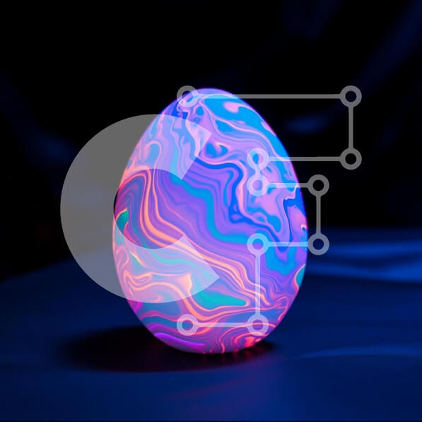 Intra Συλλεκτικό Ξύλινο Παζλ Plywood  4mm - Πολύχρωμο λαμπερό αυγό με αφηρημένα σχέδια Σε Ξύλινο Κουτί - Διαστάσεις Puzzle: 10x10 cm – 25 κομμάτια