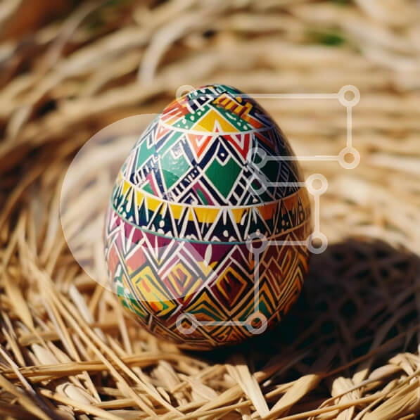 Intra Συλλεκτικό Ξύλινο Παζλ Plywood  4mm - Διακοσμημένο πασχαλινό αυγό σε άχυρο Σε Ξύλινο Κουτί - Διαστάσεις: 10x10 cm – 25 κομμάτια