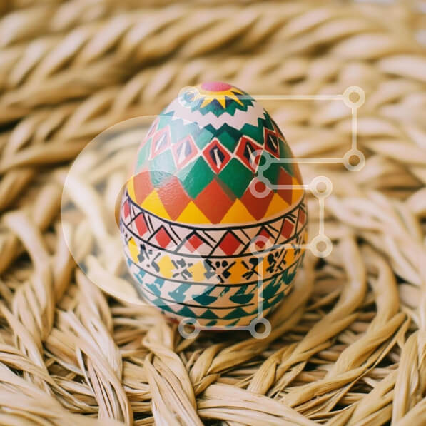 Intra Συλλεκτικό Ξύλινο Παζλ Plywood  4mm - Διακοσμημένο πασχαλινό αυγό σε άχυρο Σε Ξύλινο Κουτί - Διαστάσεις: 10x10 cm – 25 κομμάτια