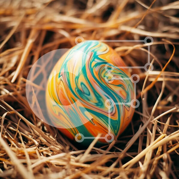 Intra Συλλεκτικό Ξύλινο Παζλ Plywood  4mm - Πολύχρωμο μαρμάρινο αυγό σε άχυρο Σε Ξύλινο Κουτί - Διαστάσεις: 10x10 cm – 25 κομμάτια