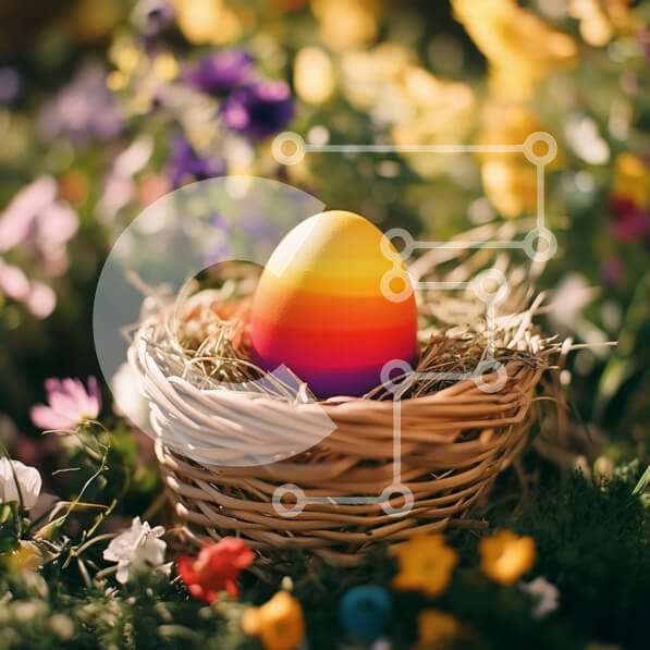 Intra Συλλεκτικό Ξύλινο Παζλ Plywood  4mm - Πολύχρωμο Πασχαλινό αυγό σε μια ψάθινη φωλιά Σε Ξύλινο Κουτί - Διαστάσεις: 10x10 cm – 25 κομμάτια