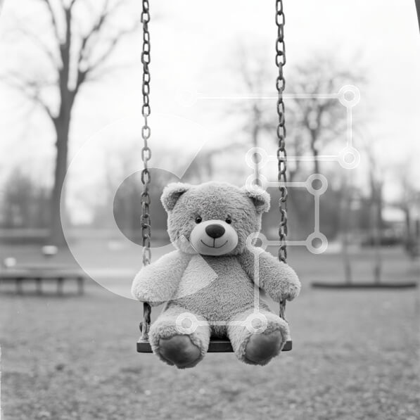 Intra Συλλεκτικό Ξύλινο Παζλ Plywood  4mm - Teddy Bear σε μια κούνια Σε Ξύλινο Κουτί - Διαστάσεις Puzzle: 10x10 cm – 25 κομμάτια