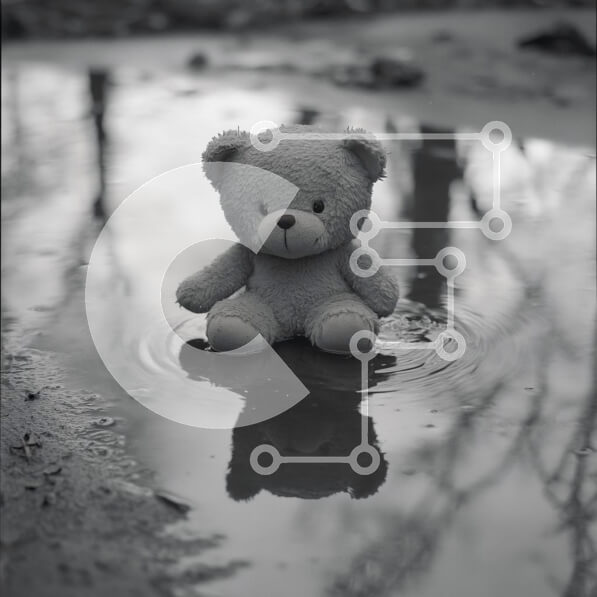 Intra Συλλεκτικό Ξύλινο Παζλ Plywood  4mm - Teddy Bear σε μια λακκούβα Σε Ξύλινο Κουτί - Διαστάσεις: 10x10 cm – 25 κομμάτια