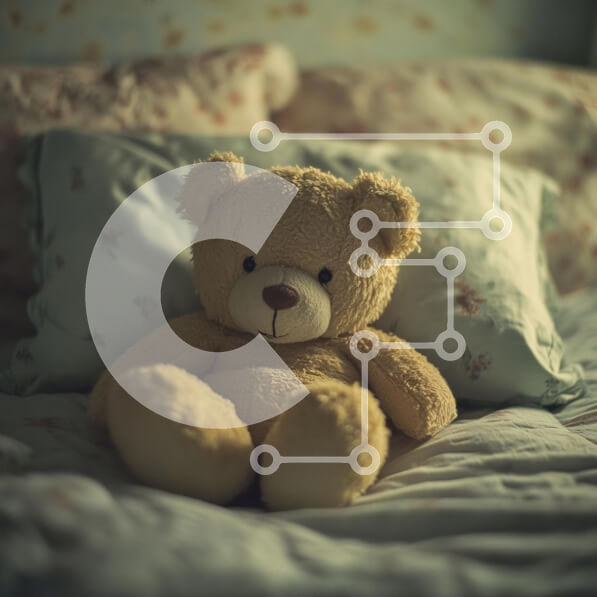 Intra Συλλεκτικό Ξύλινο Παζλ Plywood  4mm - Άνετο αρκουδάκι σε ένα κρεβάτι Σε Ξύλινο Κουτί - Διαστάσεις Puzzle: 10x10 cm – 25 κομμάτια