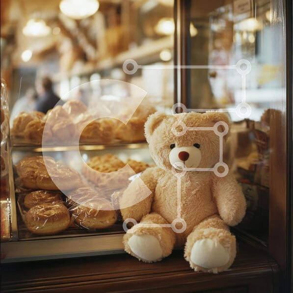 Σετ των 2 Intra Συλλεκτικό Ξύλινο Παζλ Plywood  4mm - Αρκουδάκι σε ένα αρτοποιείο με ψημένα προϊόντα Σε Ξύλινο Κουτί - Διαστάσεις: 10x10 cm – 25 κομμάτια