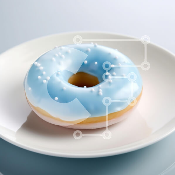 Σετ των 2 Intra Συλλεκτικό Ξύλινο Παζλ Plywood  4mm - Νόστιμο μπλε παγωμένο ντόνατ στο πιάτο Σε Ξύλινο Κουτί - Διαστάσεις: 10x10 cm – 25 κομμάτια