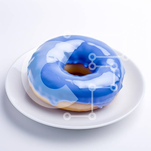 Σετ των 2 Intra Συλλεκτικό Ξύλινο Παζλ Plywood  4mm - Μπλε γυαλισμένο ντόνατ σε λευκό πιάτο Σε Ξύλινο Κουτί - Διαστάσεις: 10x10 cm – 25 κομμάτια