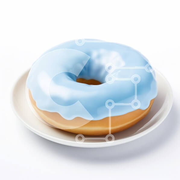 Σετ των 2 Intra Συλλεκτικό Ξύλινο Παζλ Plywood  4mm - Μπλε παγωμένο ντόνατ σε ένα πιάτο Σε Ξύλινο Κουτί - Διαστάσεις: 10x10 cm – 25 κομμάτια