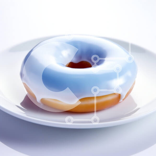 Σετ των 2 Intra Συλλεκτικό Ξύλινο Παζλ Plywood  4mm - Ανοιχτό μπλε παγωμένο ντόνατ σε λευκό πιάτο Σε Ξύλινο Κουτί - Διαστάσεις: 10x10 cm – 25 κομμάτια