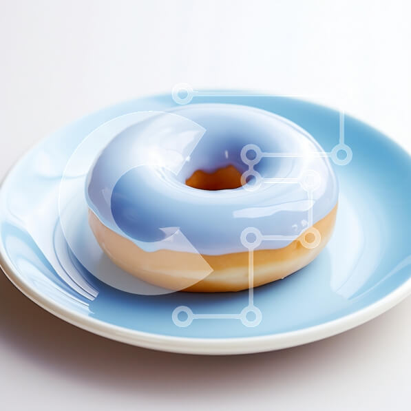 Σετ των 2 Intra Συλλεκτικό Ξύλινο Παζλ Plywood  4mm - Μπλε παγωμένο ντόνατ σε ανοιχτό μπλε πιάτο Σε Ξύλινο Κουτί - Διαστάσεις: 10x10 cm – 25 κομμάτια