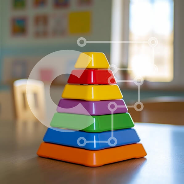 Intra Συλλεκτικό Ξύλινο Παζλ Plywood  4mm - Πολύχρωμο παιχνίδι στοίβαξης σε μια τάξη στην τάξη Σε Ξύλινο Κουτί - Διαστάσεις Puzzle: 10x10 cm – 25 κομμάτια