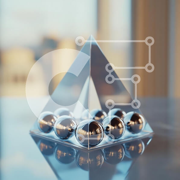 Intra Συλλεκτικό Ξύλινο Παζλ Plywood  4mm - Γυάλινη Πυραμίδα με Ασημένιες Σφαίρες Σε Ξύλινο Κουτί - Διαστάσεις: 10x10 cm – 25 κομμάτια