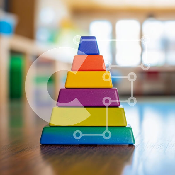 Intra Συλλεκτικό Ξύλινο Παζλ Plywood  4mm - Πολύχρωμη πυραμίδα παιχνιδιών στοίβαξης Σε Ξύλινο Κουτί - Διαστάσεις Puzzle: 10x10 cm – 25 κομμάτια