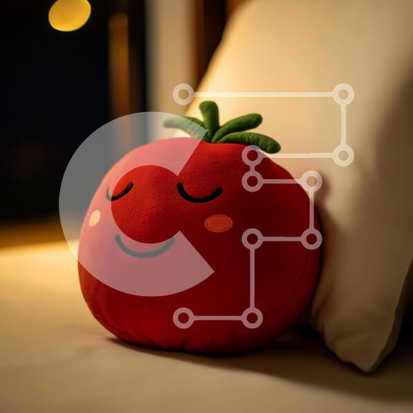 Intra Συλλεκτικό Ξύλινο Παζλ Plywood  4mm - Χαριτωμένο λούτρινο παιχνίδι ντομάτας στο κρεβάτι Σε Ξύλινο Κουτί - Διαστάσεις: 10x10 cm – 25 κομμάτια