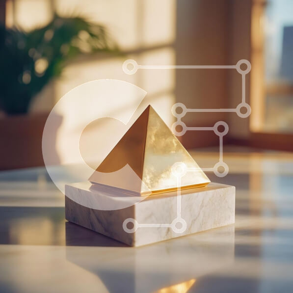 Intra Συλλεκτικό Ξύλινο Παζλ Plywood  4mm - Χρυσό γλυπτό πυραμίδας σε μαρμάρινη βάση Σε Ξύλινο Κουτί - Διαστάσεις: 10x10 cm – 25 κομμάτια