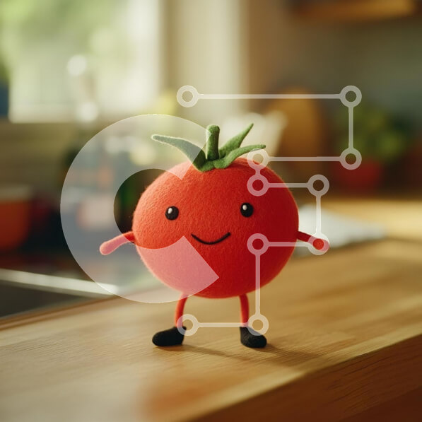 Intra Συλλεκτικό Ξύλινο Παζλ Plywood  4mm - Χαριτωμένος βελούδινος χαρακτήρας ντομάτας στην κουζίνα Σε Ξύλινο Κουτί - Διαστάσεις: 10x10 cm – 25 κομμάτια