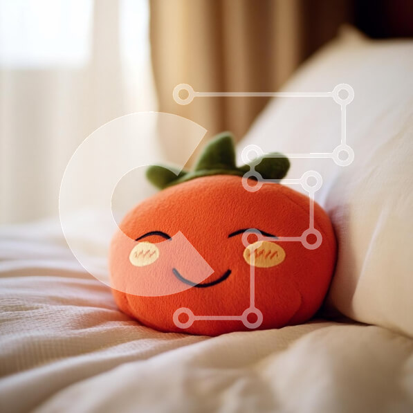 Intra Συλλεκτικό Ξύλινο Παζλ Plywood  4mm - Χαριτωμένο βελούδινο παιχνίδι ντομάτας στο κρεβάτι Σε Ξύλινο Κουτί - Διαστάσεις: 10x10 cm – 25 κομμάτια