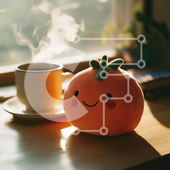 Intra Συλλεκτικό Ξύλινο Παζλ Plywood  4mm - Χαριτωμένο βελούδινο παιχνίδι ντομάτας με καφέ Σε Ξύλινο Κουτί - Διαστάσεις: 10x10 cm – 25 κομμάτια