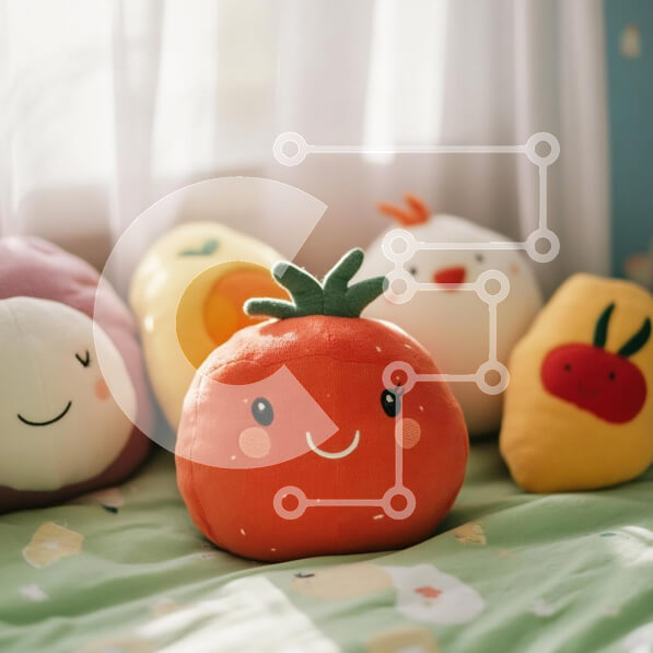 Intra Συλλεκτικό Ξύλινο Παζλ Plywood  4mm - Συλλογή από χαριτωμένα βελούδινα παιχνίδια με μια χαμογελαστή ντομάτα Σε Ξύλινο Κουτί - Διαστάσεις: 10x10 cm – 25 κομμάτια