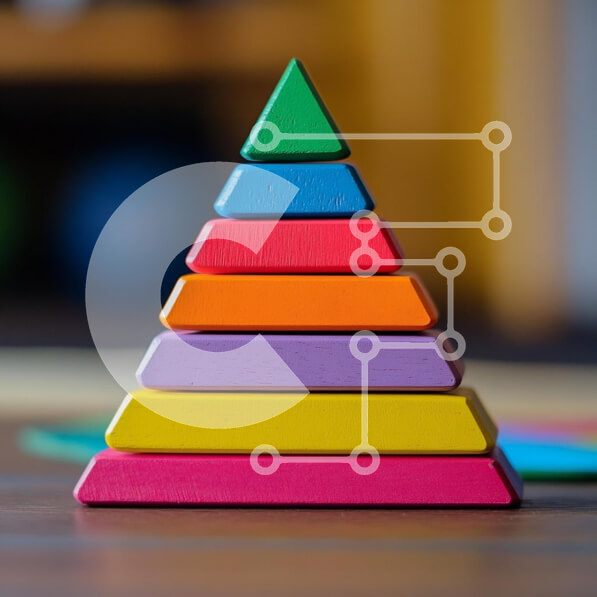 Intra Συλλεκτικό Ξύλινο Παζλ Plywood  4mm - Πολύχρωμο ξύλινο παιχνίδι πυραμίδας Σε Ξύλινο Κουτί - Διαστάσεις: 10x10 cm – 25 κομμάτια