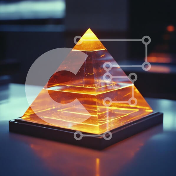 Intra Συλλεκτικό Ξύλινο Παζλ Plywood  4mm - Φωτιζόμενη Πορτοκαλί Πυραμίδα Σε Ξύλινο Κουτί - Διαστάσεις: 10x10 cm – 25 κομμάτια