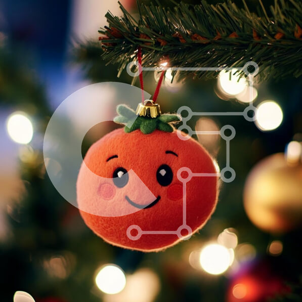 Intra Συλλεκτικό Ξύλινο Παζλ Plywood  4mm - Χαριτωμένο πορτοκαλί χριστουγεννιάτικο στολίδι που κρέμεται στο δέντρο Σε Ξύλινο Κουτί - Διαστάσεις: 10x10 cm – 25 κομμάτια