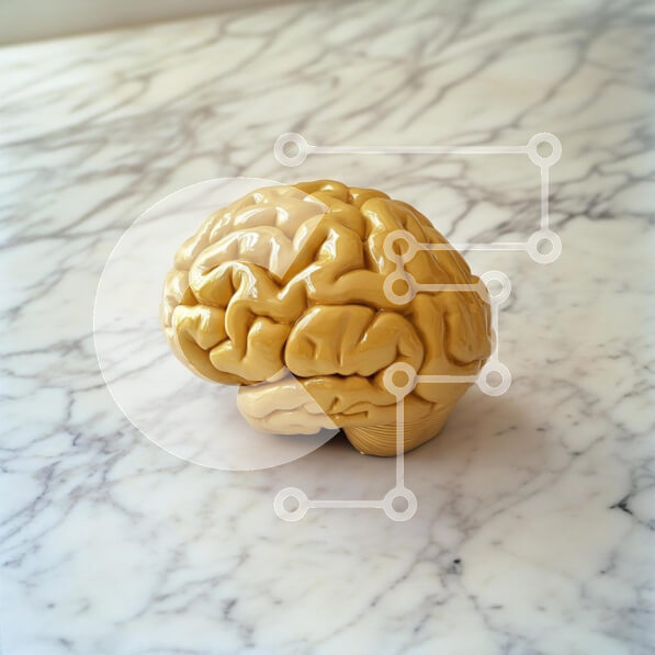 Intra Συλλεκτικό Ξύλινο Παζλ Plywood  4mm - Ρεαλιστικό κίτρινο γλυπτό εγκεφάλου σε μαρμάρινη επιφάνεια Σε Ξύλινο Κουτί - Διαστάσεις: 10x10 cm – 25 κομμάτια