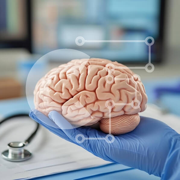 Intra Συλλεκτικό Ξύλινο Παζλ Plywood  4mm - Μοντέλο ανθρώπινου εγκεφάλου σε ιατρικό περιβάλλον Σε Ξύλινο Κουτί - Διαστάσεις Puzzle: 10x10 cm – 25 κομμάτια