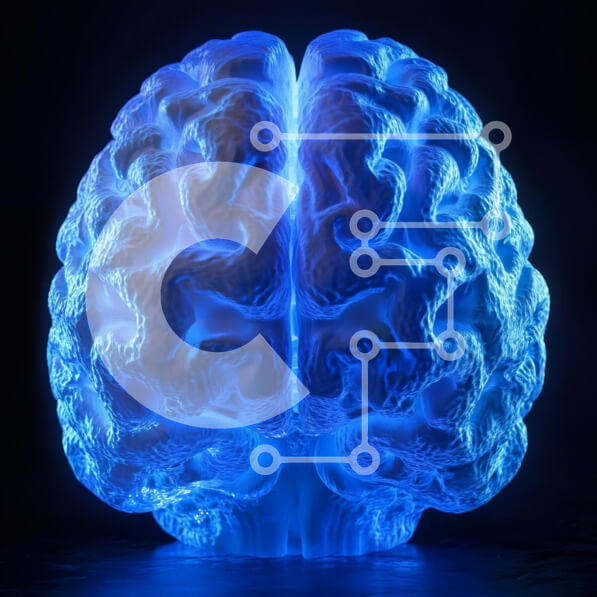 Intra Συλλεκτικό Ξύλινο Παζλ Plywood  4mm - Φωτισμένη αφηρημένη αναπαράσταση ενός ανθρώπινου εγκεφάλου Σε Ξύλινο Κουτί - Διαστάσεις Puzzle: 10x10 cm – 25 κομμάτια