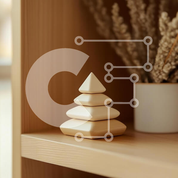 Intra Συλλεκτικό Ξύλινο Παζλ Plywood  4mm - Μινιμαλιστικό ξύλινο ράφι με παιχνίδι στοίβαξης και αποξηραμένα λουλούδια Σε Ξύλινο Κουτί - Διαστάσεις Puzzle: 10x10 cm – 25 κομμάτια