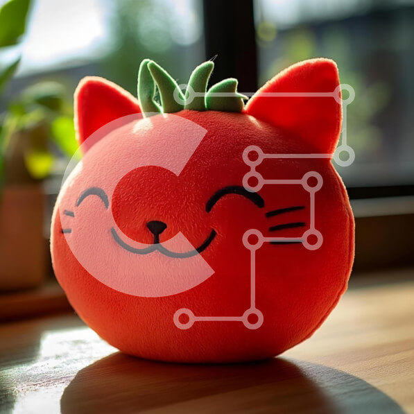 Intra Συλλεκτικό Ξύλινο Παζλ Plywood  4mm - Λούτρινο παιχνίδι για γάτες ντομάτα Σε Ξύλινο Κουτί - Διαστάσεις: 10x10 cm – 25 κομμάτια