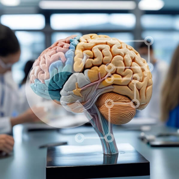 Intra Συλλεκτικό Ξύλινο Παζλ Plywood  4mm - Ανατομικό μοντέλο ανθρώπινου εγκεφάλου σε περιβάλλον τάξης Σε Ξύλινο Κουτί - Διαστάσεις Puzzle: 10x10 cm – 25 κομμάτια