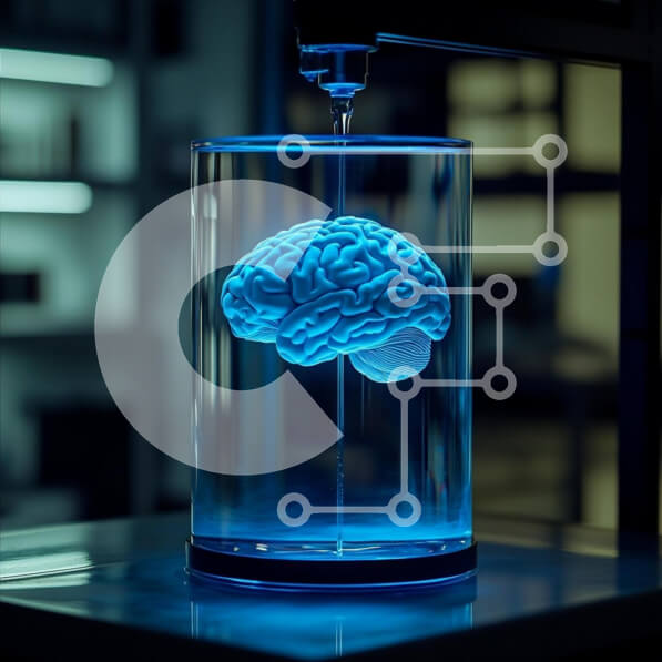 Intra Συλλεκτικό Ξύλινο Παζλ Plywood  4mm - Λαμπερός εγκέφαλος σε γυάλινο δοχείο Σε Ξύλινο Κουτί - Διαστάσεις Puzzle: 10x10 cm – 25 κομμάτια